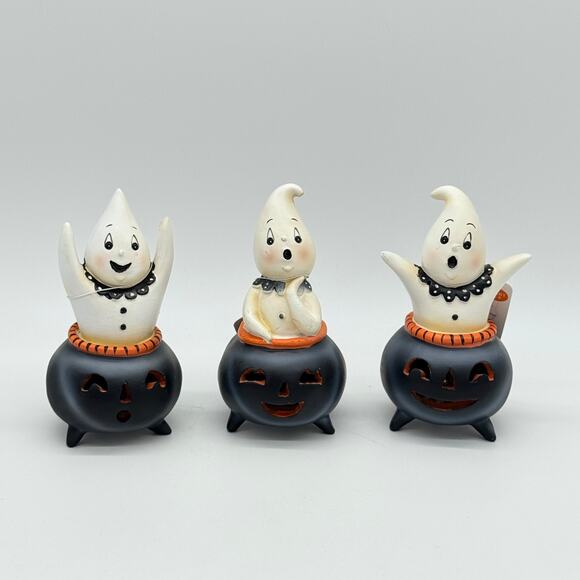 3 Johanna Parker Transpac Mini Cauldron Ghosts Light Up Halloween Set NEW - Picture 1 of 9